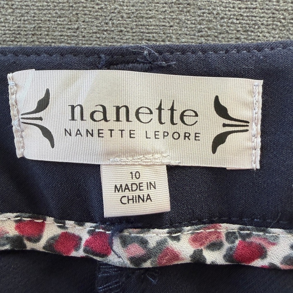 Nanette Lepore Slim Fit Ankle Pants Women 10 Navy Professional Minimalist Career - Picture 3 of 8